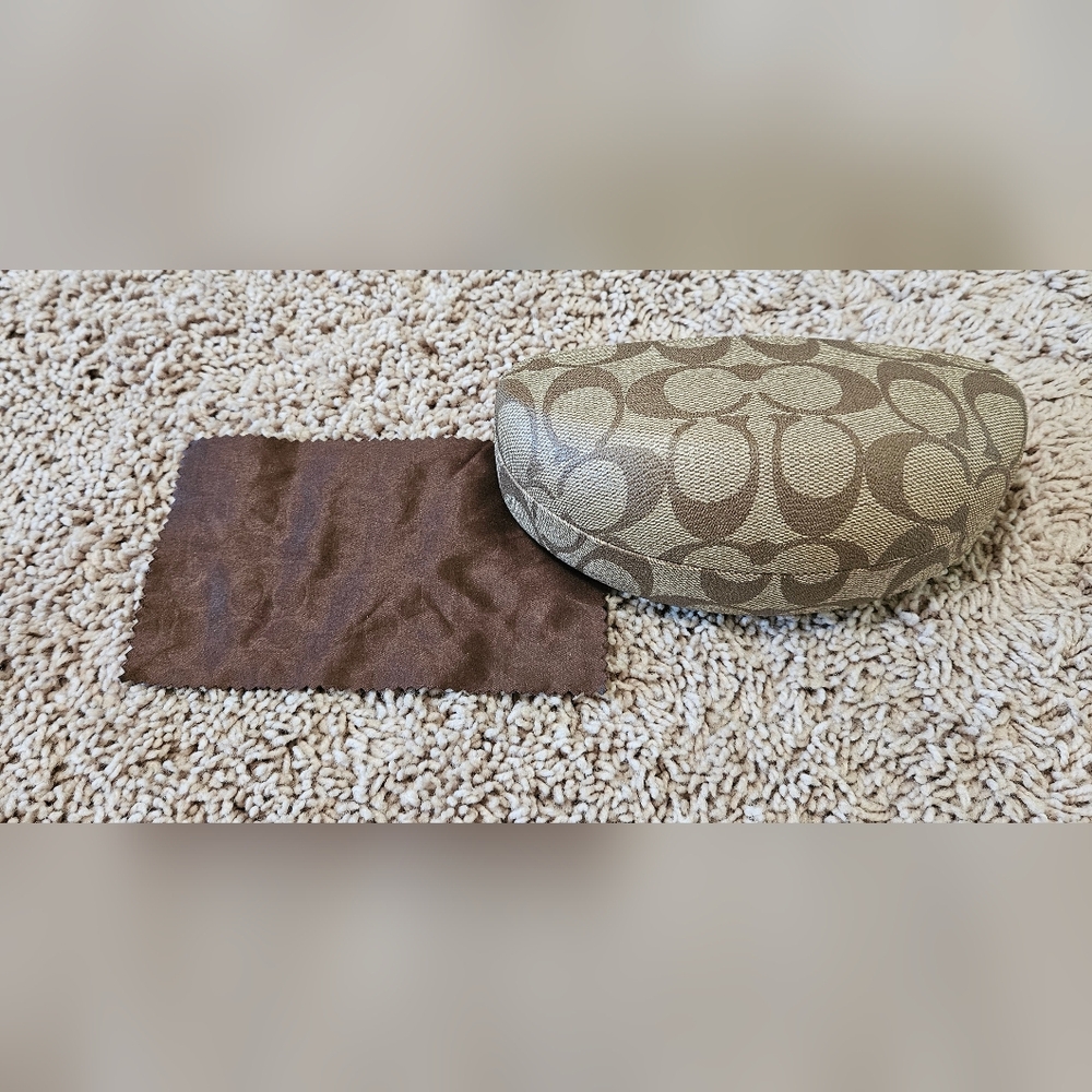 Coach Signature Tan Hardshell Sunglass Case
